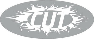 Black and white logo that says CUT